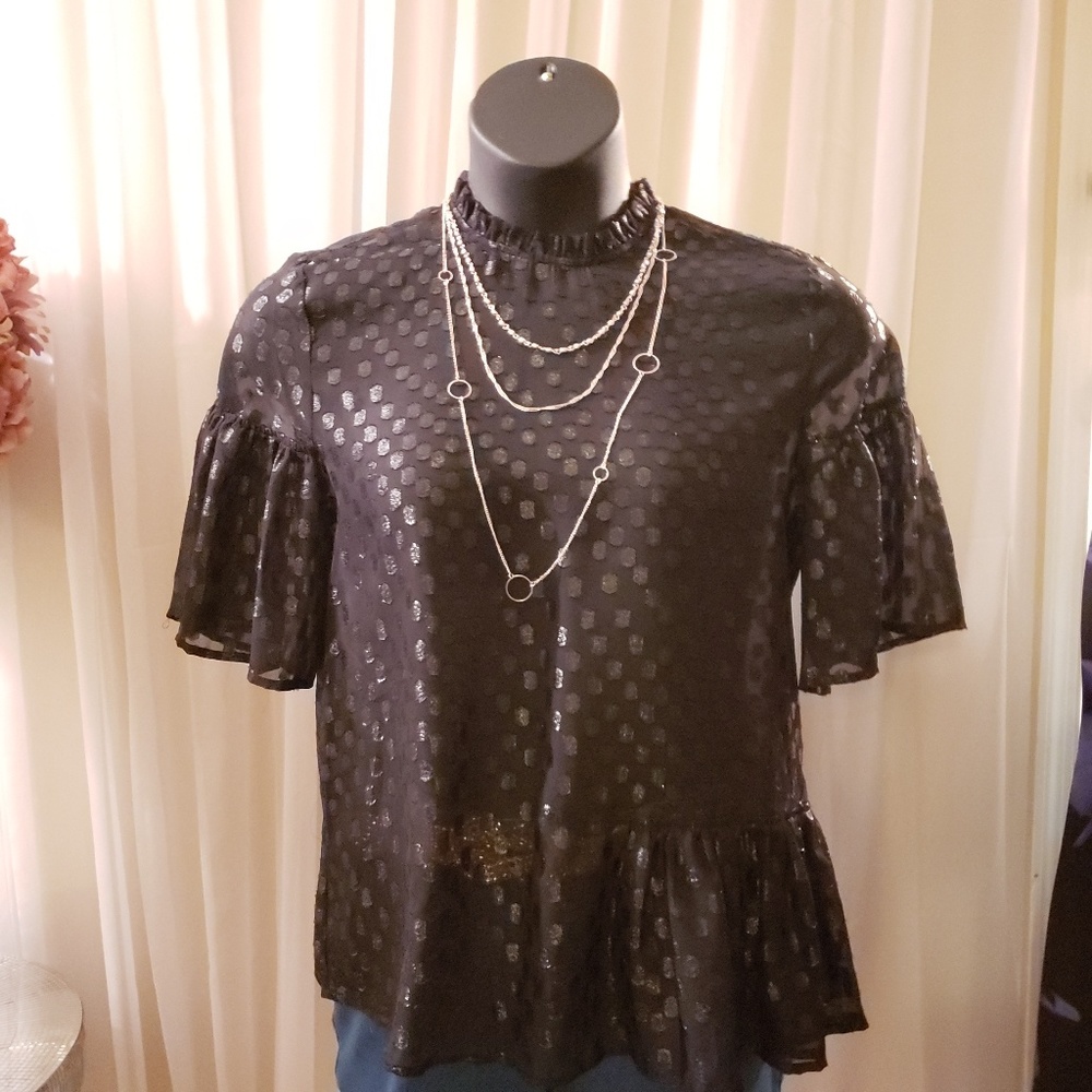H & M Black semi-sheer top